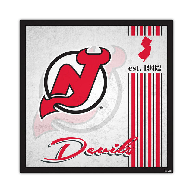 Letrero de madera de 10 x 10 de los New Jersey Devils con diseño de álbum