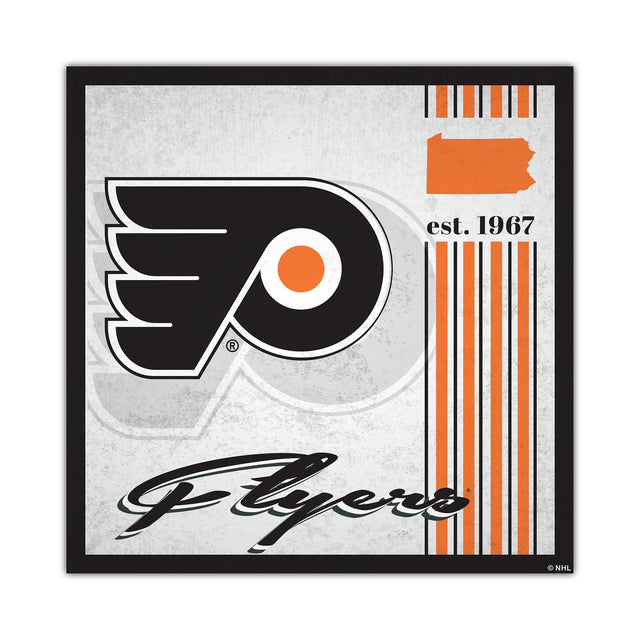 Cartel de madera de 10 x 10 de los Philadelphia Flyers con diseño de álbum