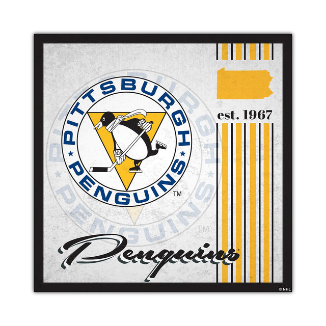 Letrero de madera de 10 x 10 de los Pittsburgh Penguins