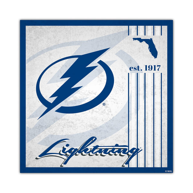 Letrero de madera de 10 x 10 de Tampa Bay Lightning con diseño de álbum