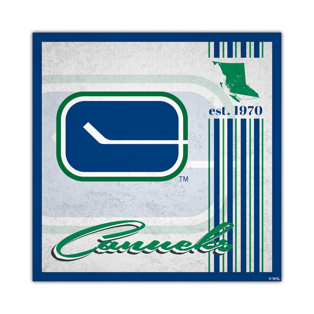 Letrero de madera de 10 x 10 de los Vancouver Canucks con diseño de álbum