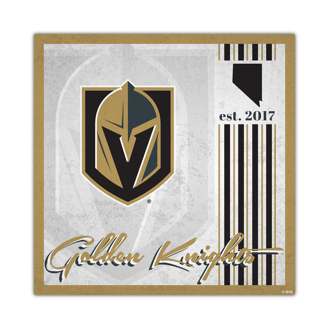 Letrero de madera de 10 x 10 de Vegas Golden Knights con diseño de álbum