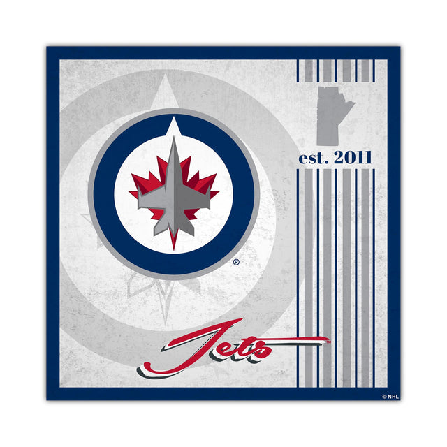 Cartel de madera de 10 x 10 de los Winnipeg Jets con diseño de álbum