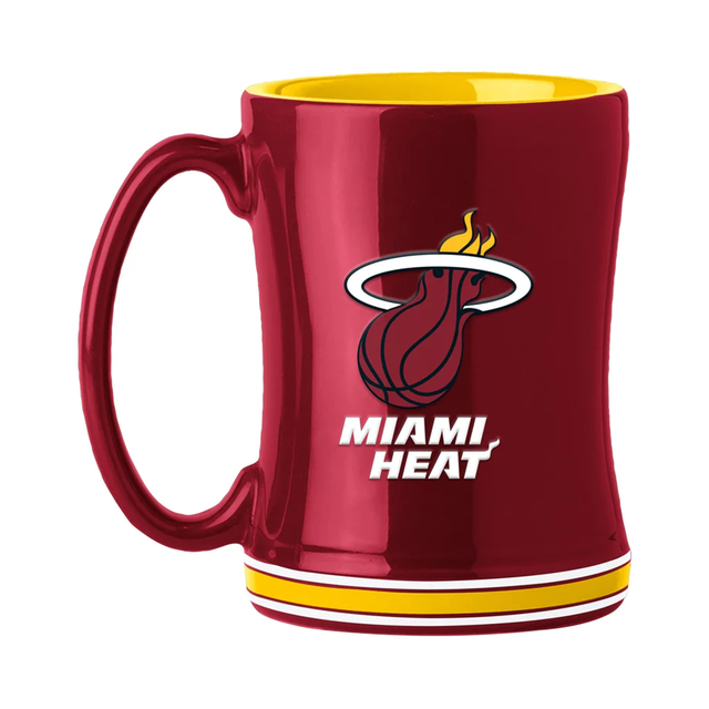 Taza de café de 14 oz con el equipo de relevo esculpido de Miami Heat