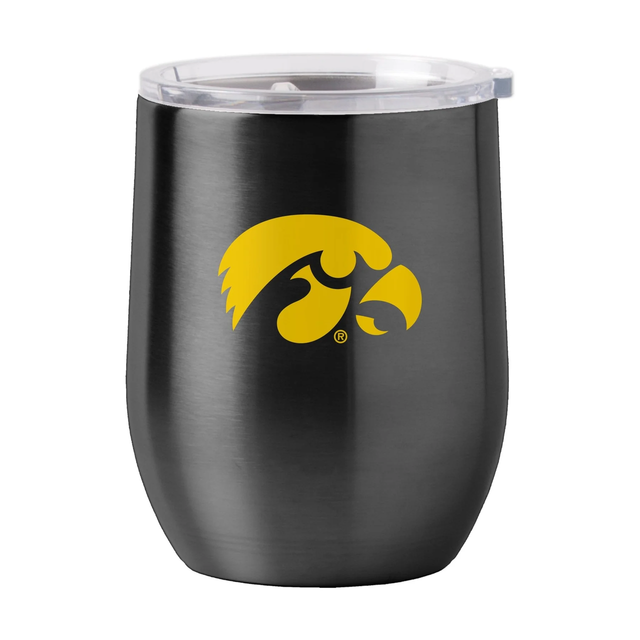 Vaso de viaje Iowa Hawkeyes de acero inoxidable curvo de 16 oz