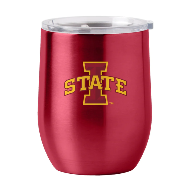 Vaso de viaje de acero inoxidable curvo de 16 oz de Iowa State Cyclones