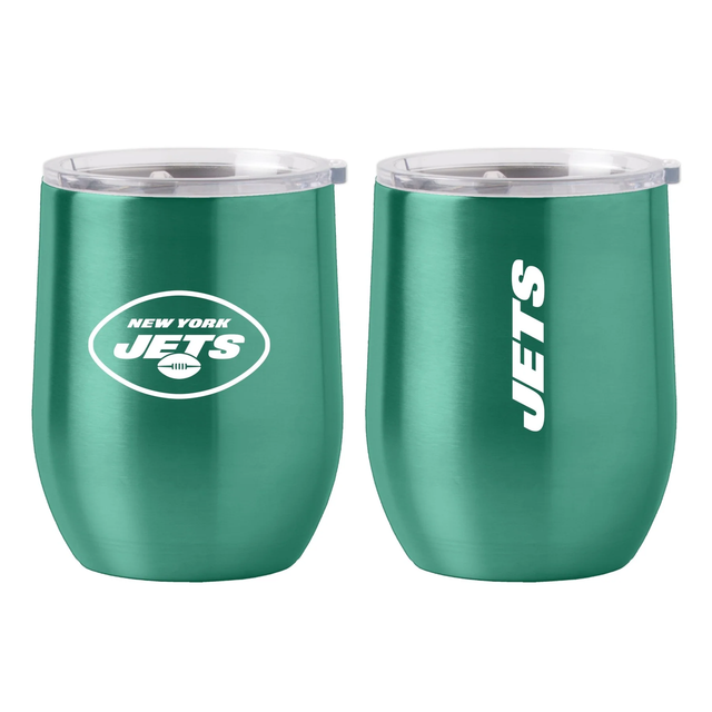 Vaso de viaje curvo de acero inoxidable de 16 oz de los New York Jets