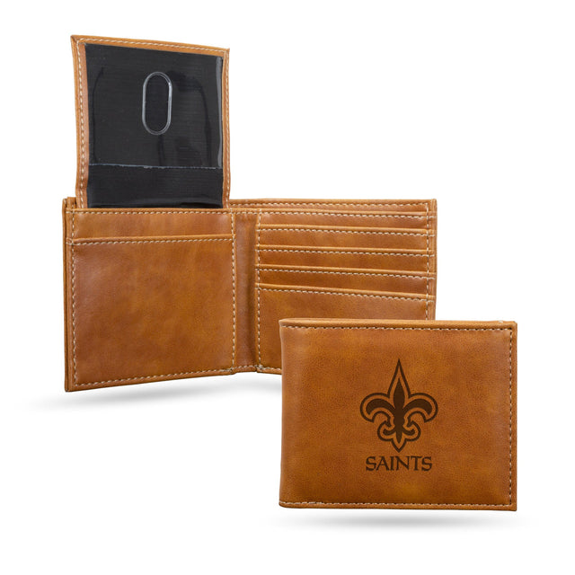 Billetera de los New Orleans Saints con grabado láser