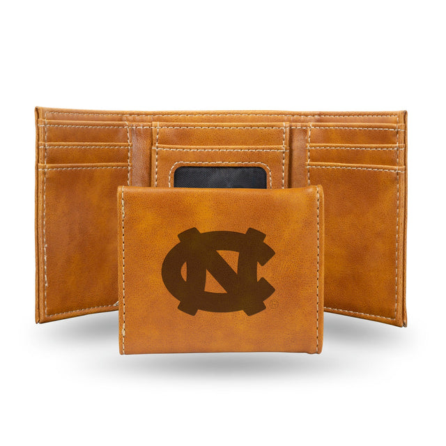 Cartera de tres pliegues con grabado láser de los Tar Heels de Carolina del Norte