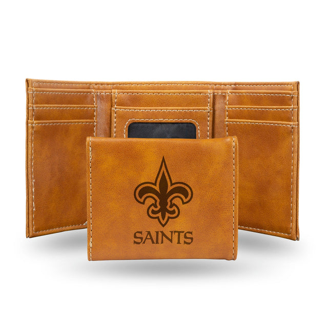 Cartera de tres pliegues de los New Orleans Saints grabada con láser