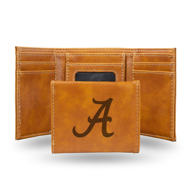 Cartera de tres pliegues Alabama Crimson Tide grabada con láser