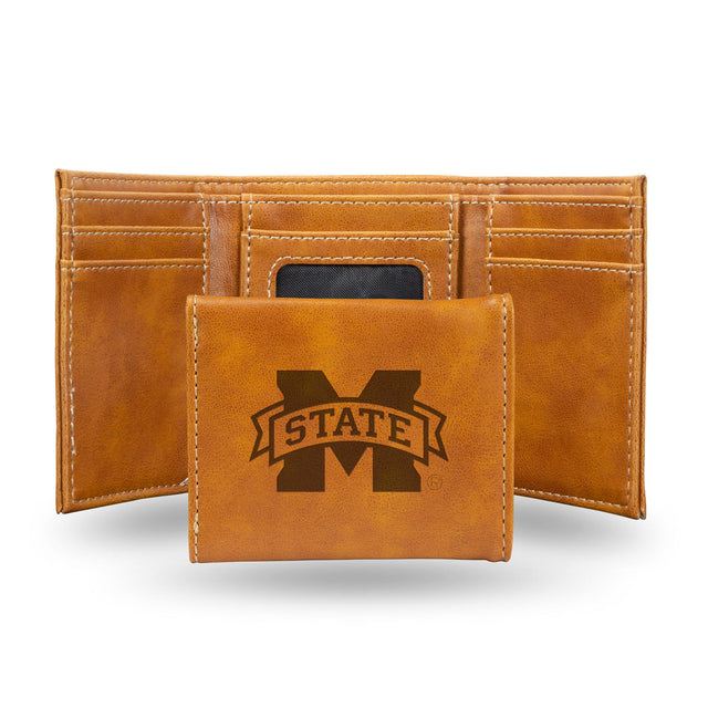 Cartera de tres pliegues con grabado láser de los Mississippi State Bulldogs