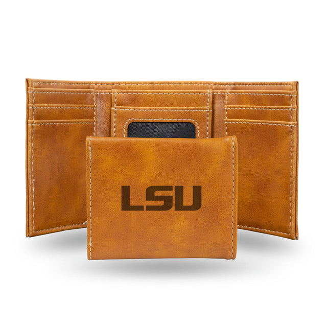 Cartera de tres pliegues de los LSU Tigers grabada con láser