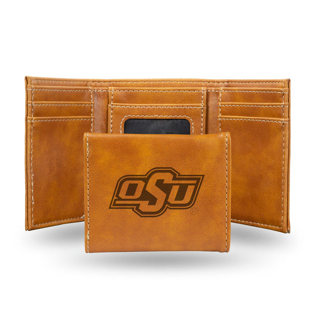 Cartera de tres pliegues con grabado láser de los Oklahoma State Cowboys