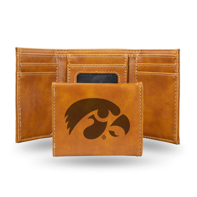 Billetera de tres pliegues con grabado láser de Iowa Hawkeyes