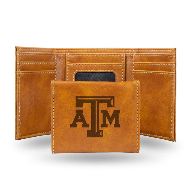 Cartera de tres pliegues con grabado láser de los Texas A&amp;M Aggies