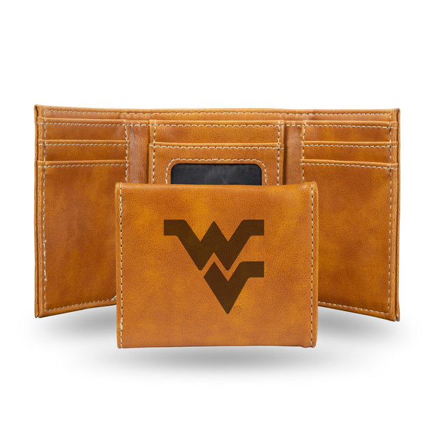 Cartera de tres pliegues con grabado láser de los West Virginia Mountaineers