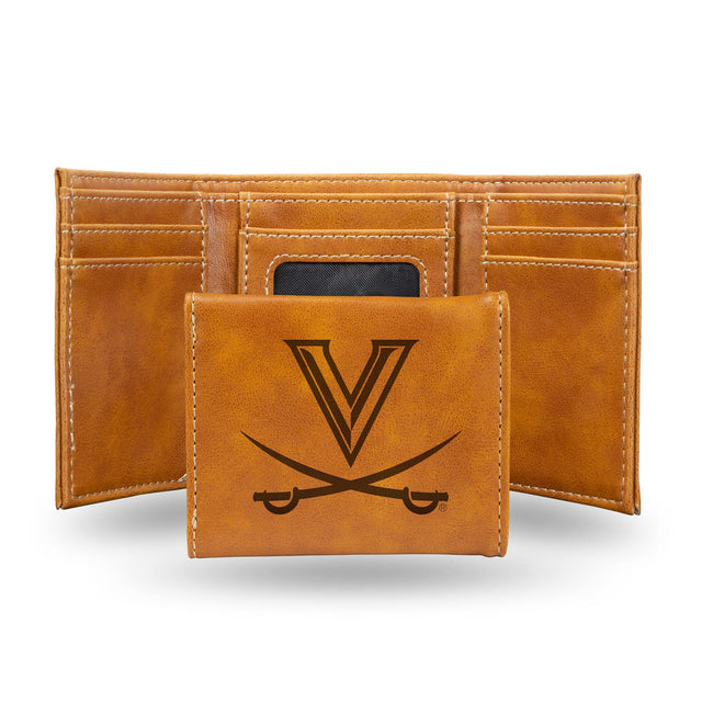 Cartera de tres pliegues de los Virginia Cavaliers grabada con láser