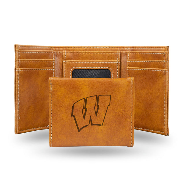 Billetera triple con grabado láser de Wisconsin Badgers