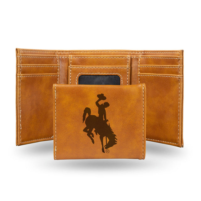 Cartera de tres pliegues con grabado láser de los Wyoming Cowboys