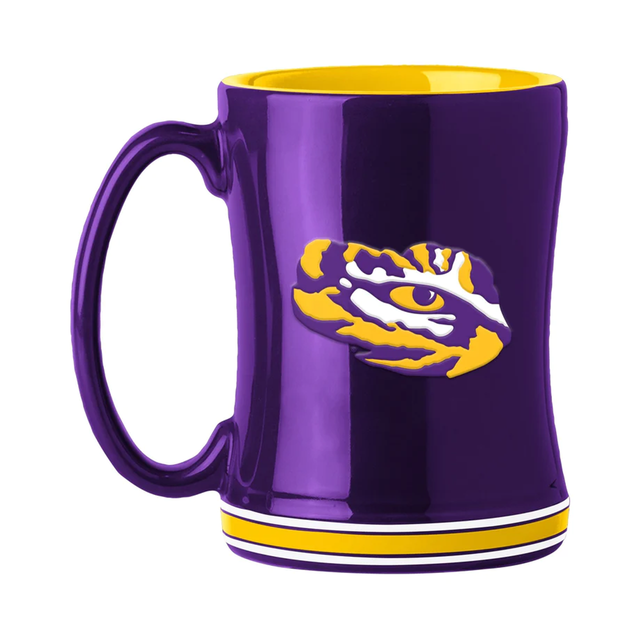 Taza de café LSU Tigers de 14 oz con diseño de equipo de relevo esculpido