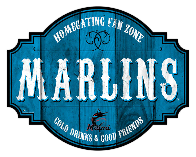 Miami Marlins Sign Wood 12" Homegating Tavern