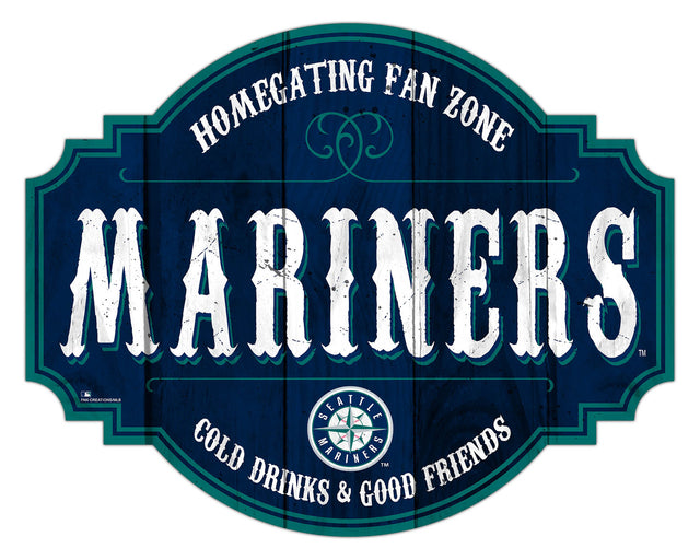 Seattle Mariners Sign Wood 12" Homegating Tavern