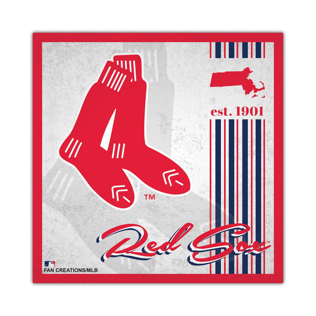 Letrero de madera de los Boston Red Sox de 10 x 10 pulgadas con diseño de álbum