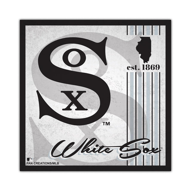 Letrero de madera de los Chicago White Sox de 10 x 10 pulgadas con diseño de álbum