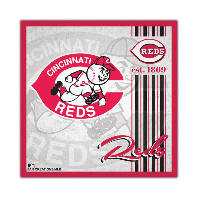 Cartel de madera de 10 x 10 de los Cincinnati Reds con diseño de álbum