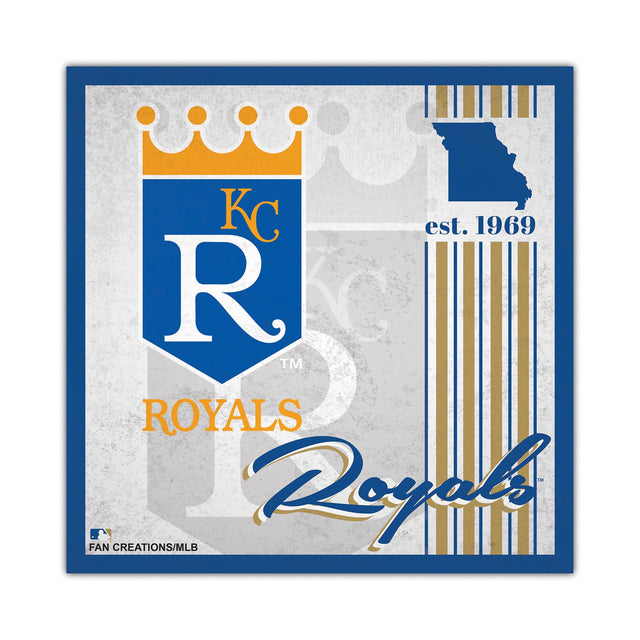 Cartel de madera de 10 x 10 de los Kansas City Royals con diseño de álbum