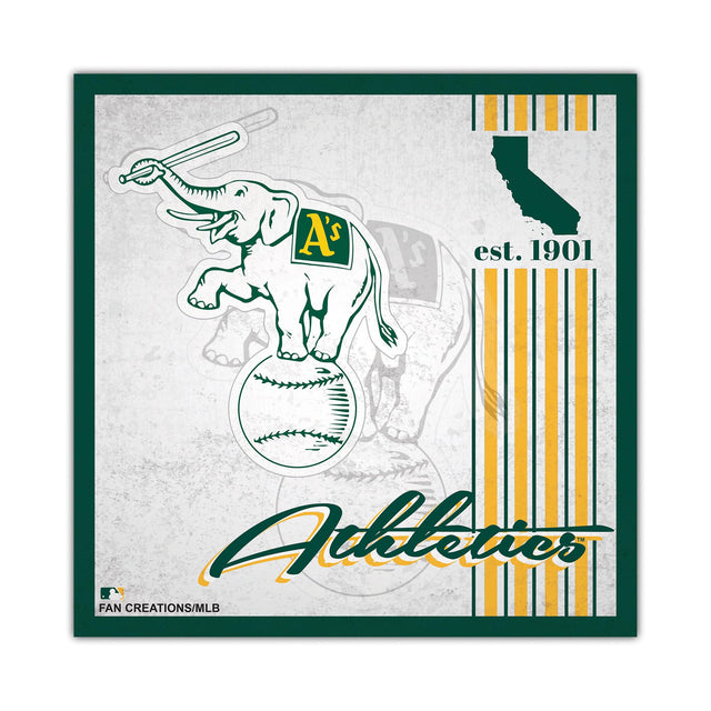 Letrero de madera de 10 x 10 de Oakland Athletics con diseño de álbum