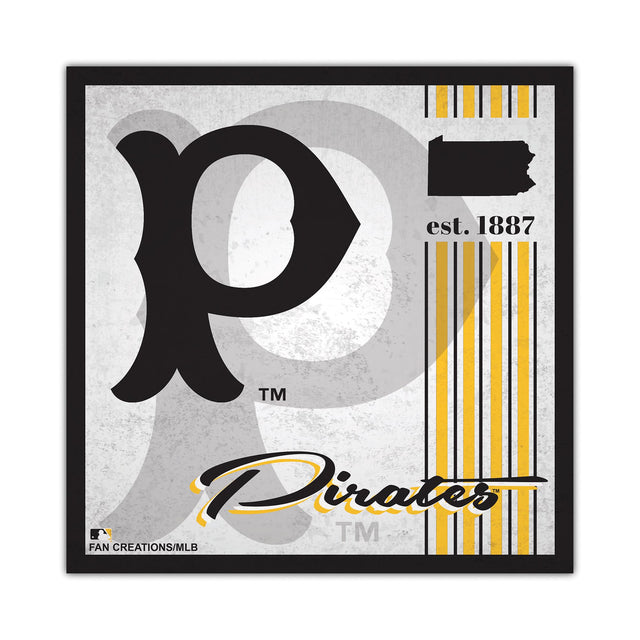 Letrero de madera de los Piratas de Pittsburgh, diseño de álbum de 10 x 10