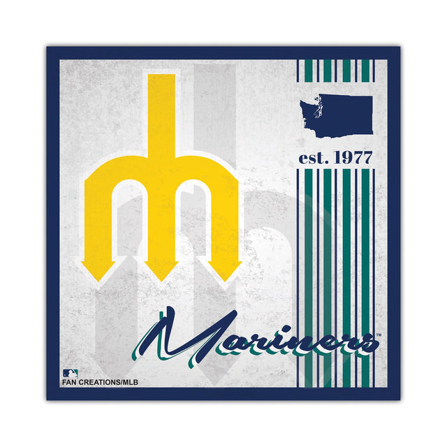 Álbum de diseño de madera con letrero de los Seattle Mariners de 10 x 10 pulgadas