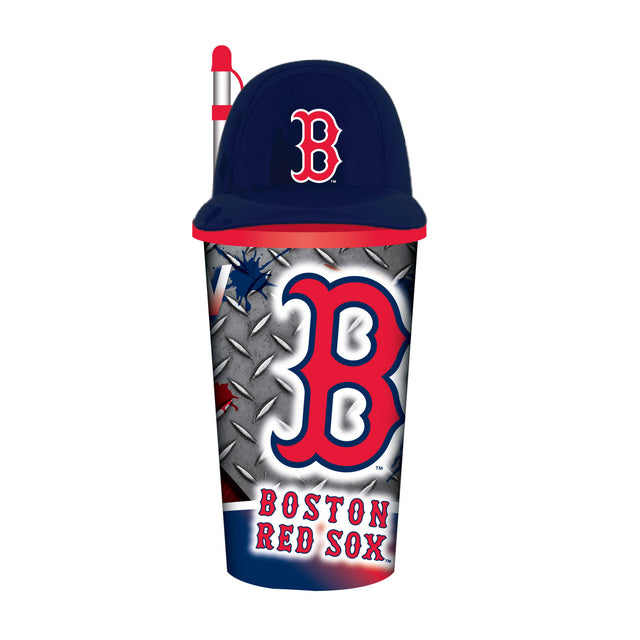 Vaso de plástico con pajita de los Boston Red Sox de 32 oz con forma de casco