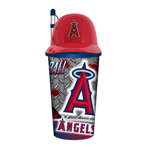 Vaso de plástico con pajita de 32 oz con forma de casco de Los Angeles Angels