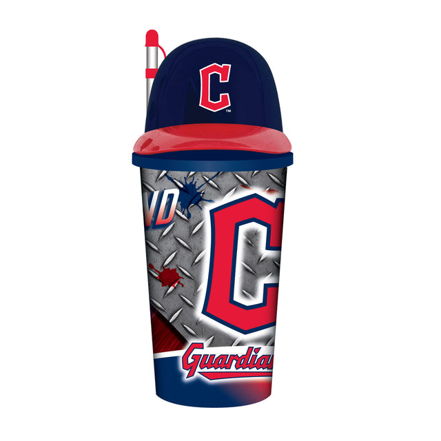 Vaso de plástico con pajita de 32 oz con forma de casco de los Cleveland Guardians