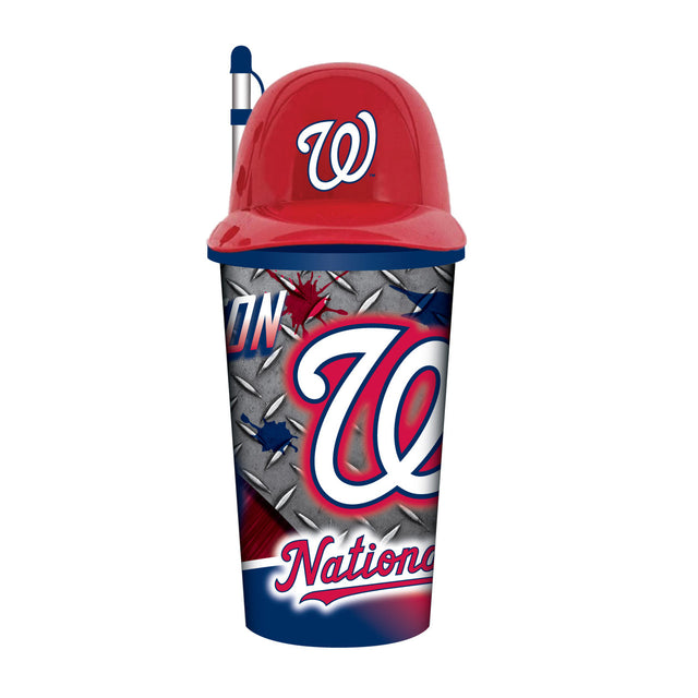 Vaso de plástico con pajita de 32 oz con forma de casco de los Washington Nationals