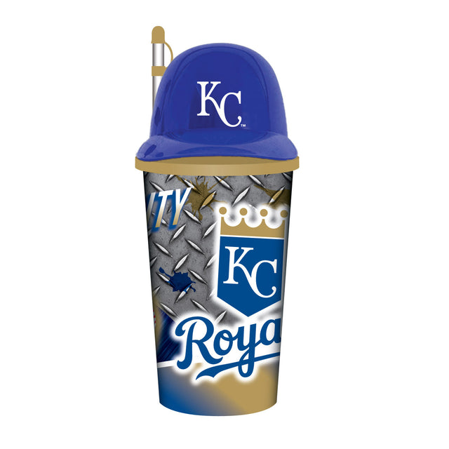 Vaso de plástico con pajita de 32 oz con forma de casco de los Kansas City Royals