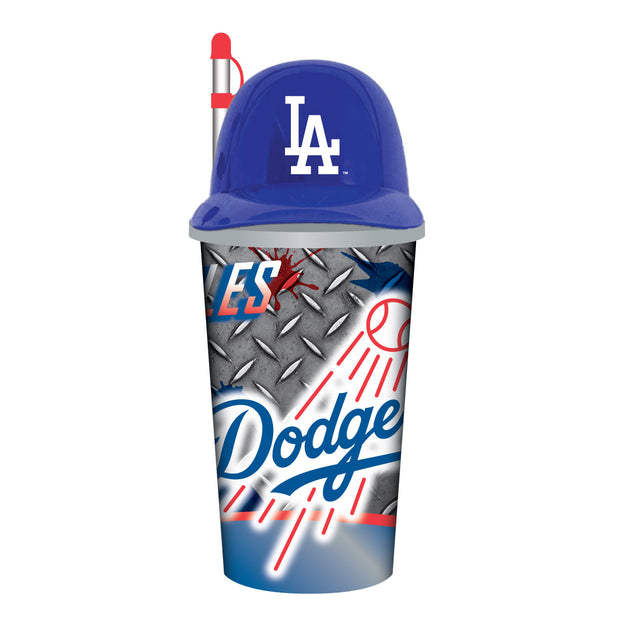 Vaso de plástico con pajita de 32 oz con forma de casco de Los Angeles Dodgers