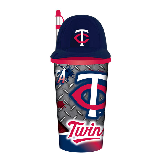 Vaso de plástico con pajita de 32 oz con forma de casco de los Minnesota Twins