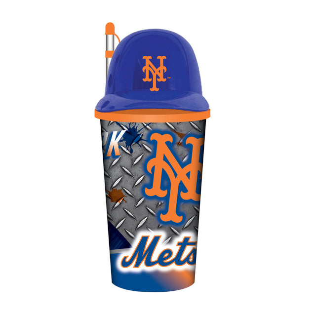 Vaso de plástico con pajita de 32 oz con forma de casco de los New York Mets