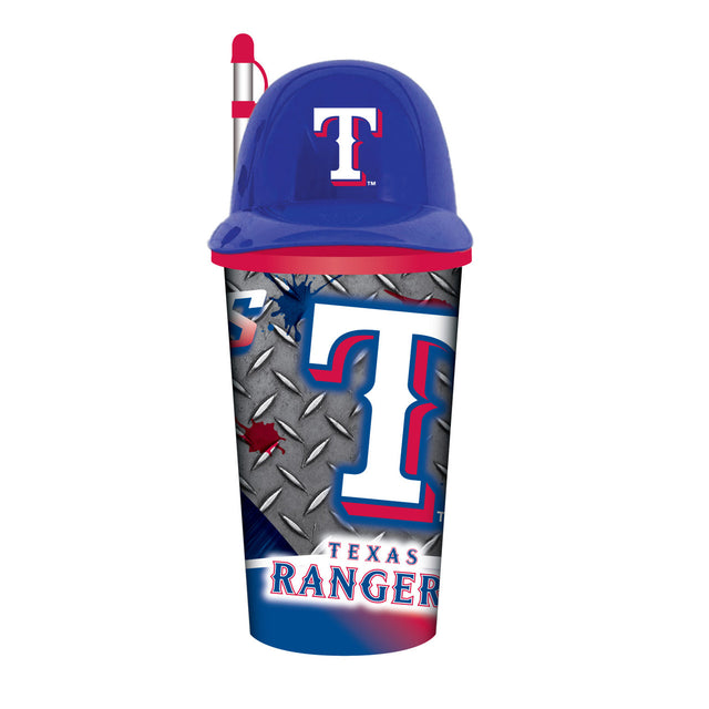 Vaso de plástico con pajita de 32 oz con forma de casco de los Texas Rangers