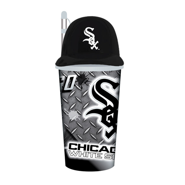 Vaso de plástico con pajita de los Chicago White Sox de 32 oz con forma de casco