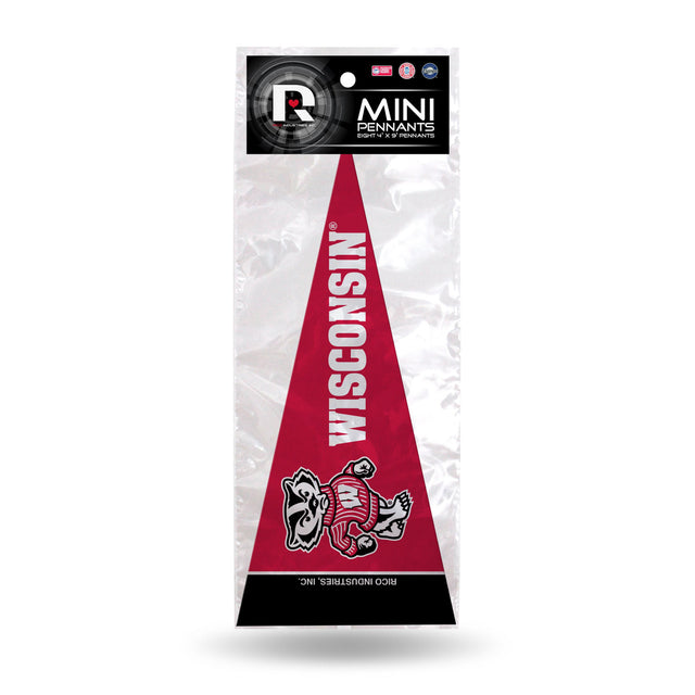 Juego de banderines de Wisconsin Badgers en miniatura de 8 piezas