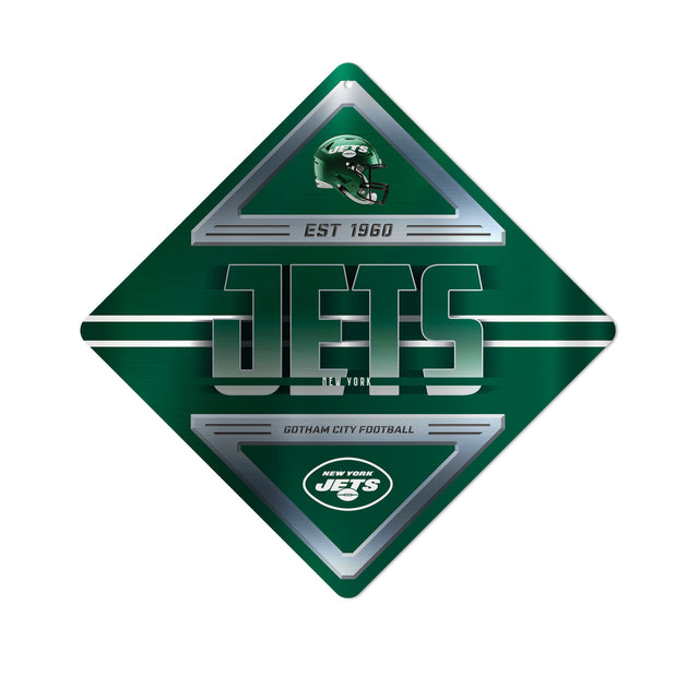 Firma de metal con forma de diamante de los New York Jets