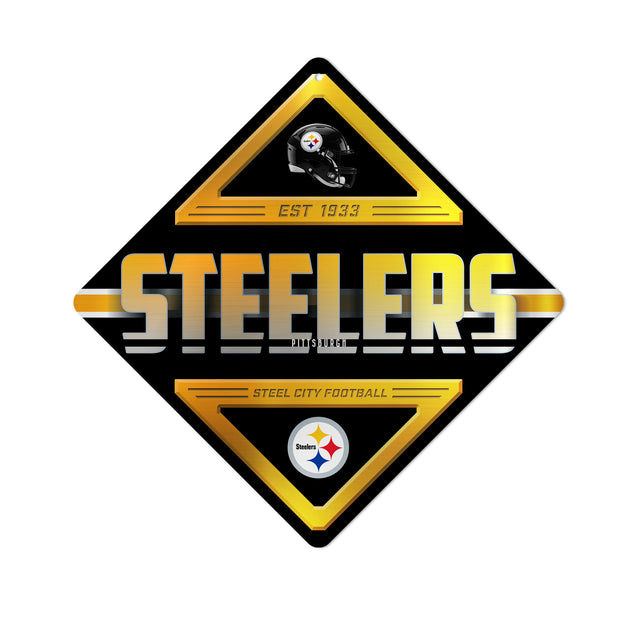 Letrero de metal con forma de diamante de los Pittsburgh Steelers