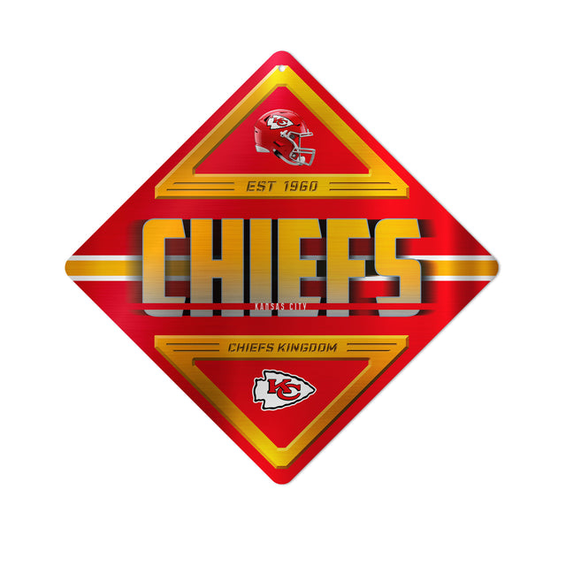 Firma de metal con forma de diamante de los Kansas City Chiefs