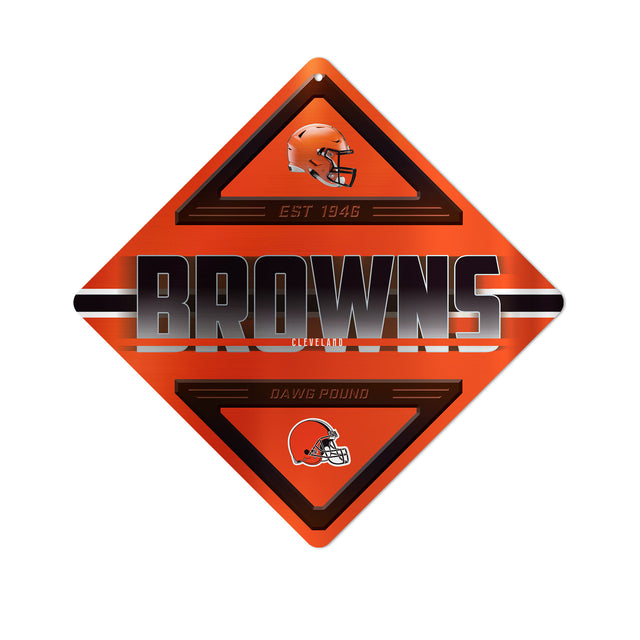 Letrero de metal con forma de diamante de los Cleveland Browns