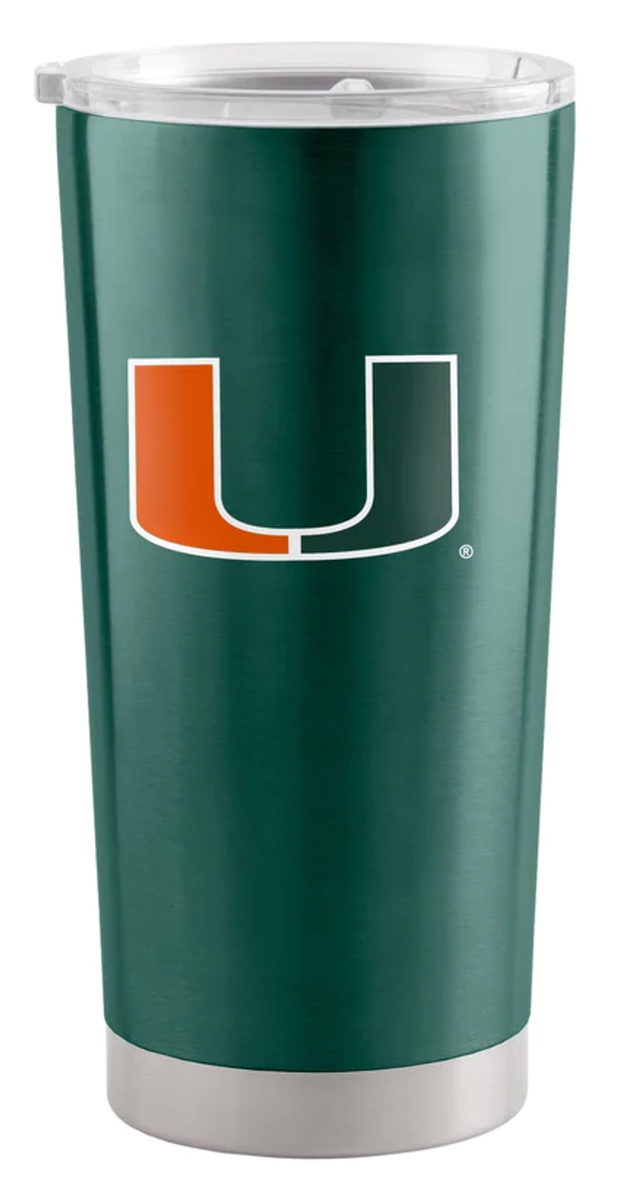 Vaso de viaje Miami Hurricanes de 20 oz de acero inoxidable